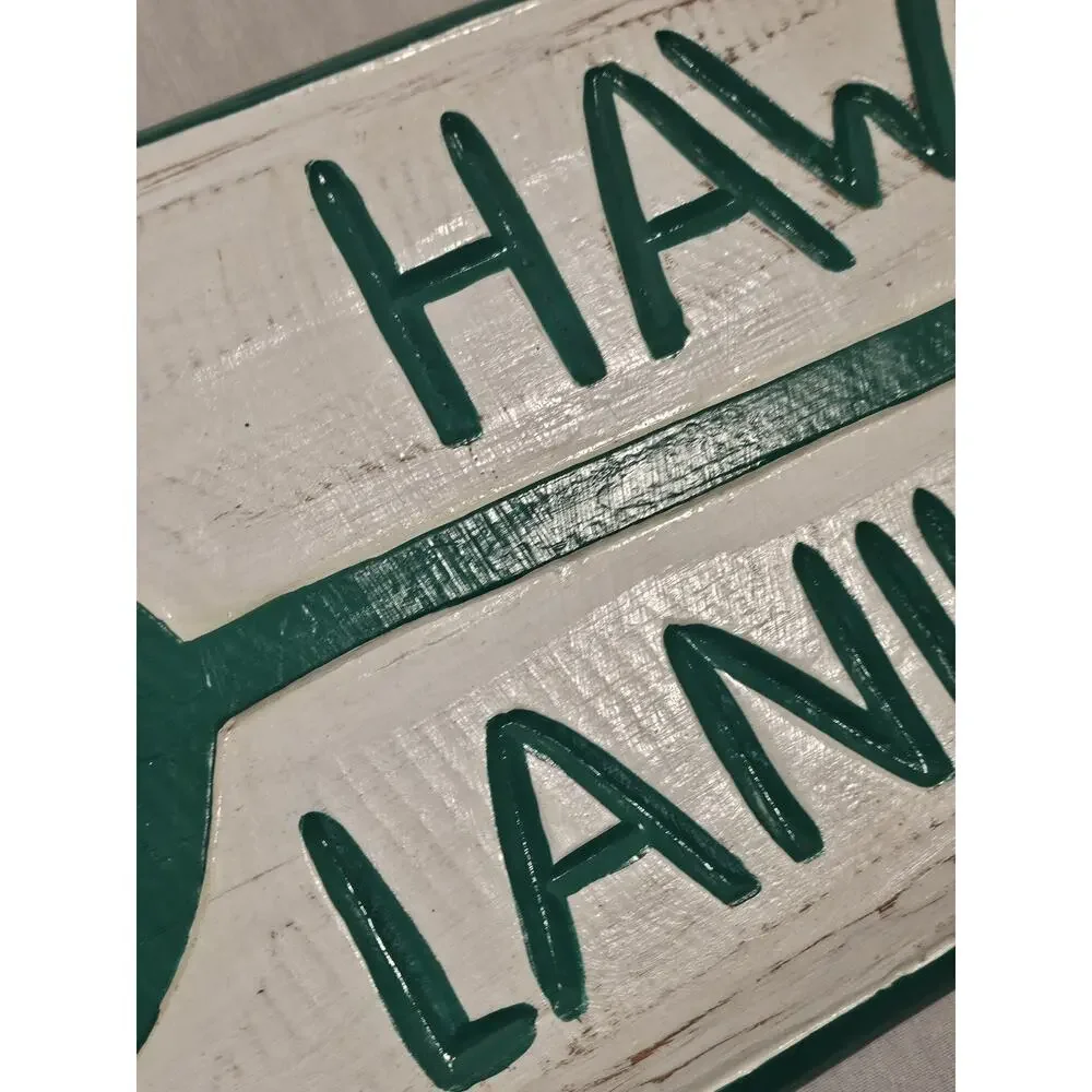 Lanikai Beach Wooden surf sign 40" w/ Beach Painting - Real Hand Carved Wood - Picture 4 of 14